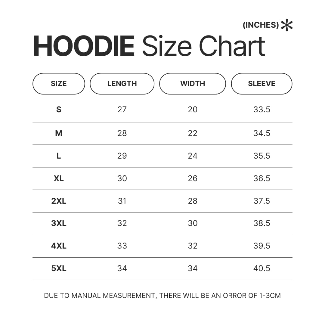 Hoodie Size Chart - Garfield Shop