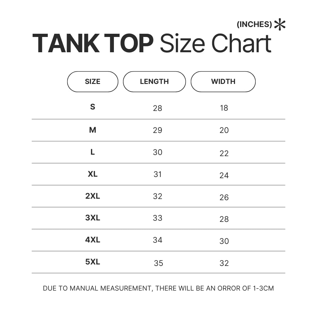 Tank Top Size Chart - Garfield Shop