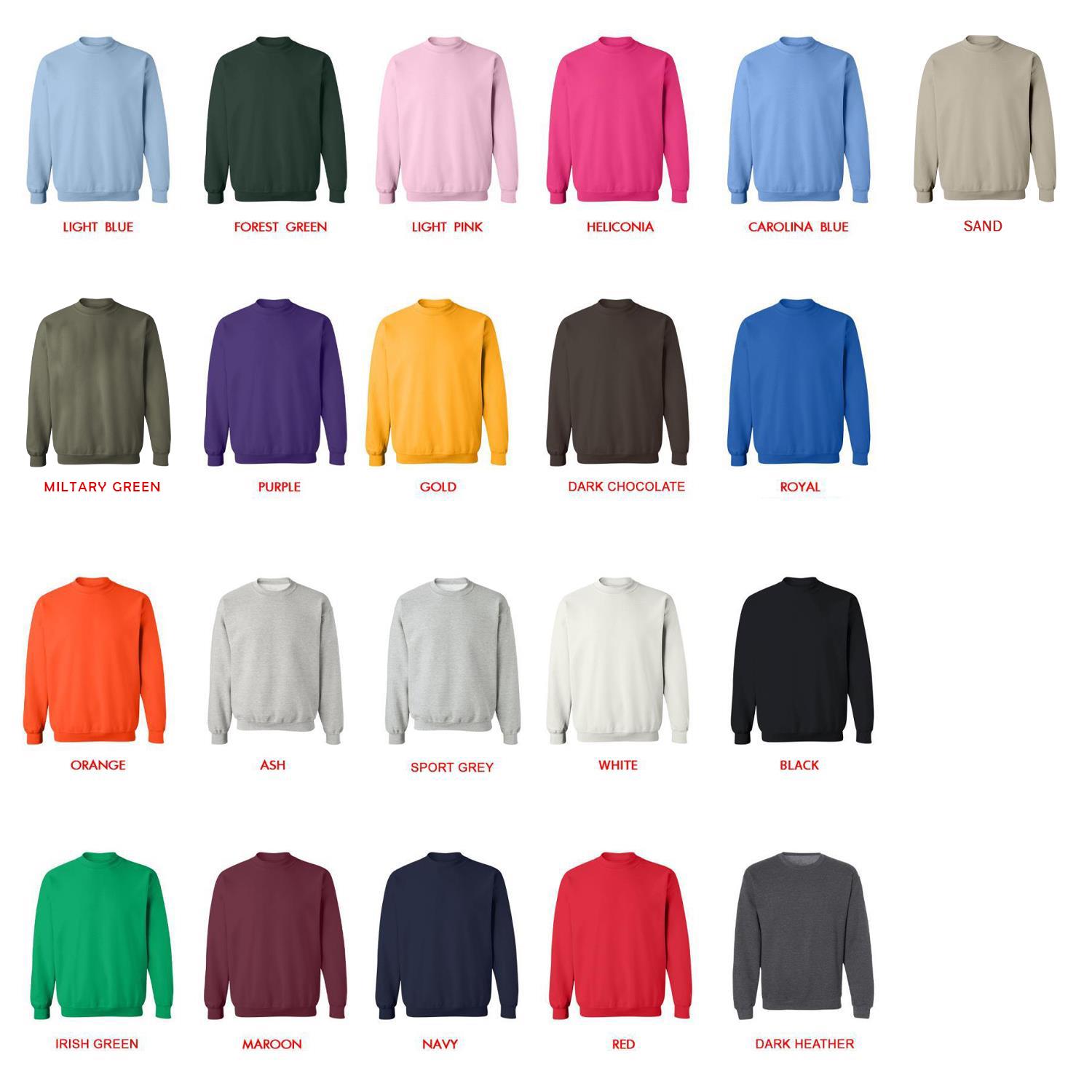 sweatshirt color chart - Garfield Shop
